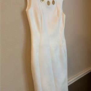 Calvin Klein White Mini Dress with Gold Details